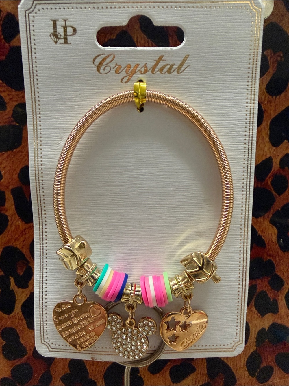 ❣️5/$25❣️Crystal Rose Gold Charm Bracelet with Neon Accent Discs